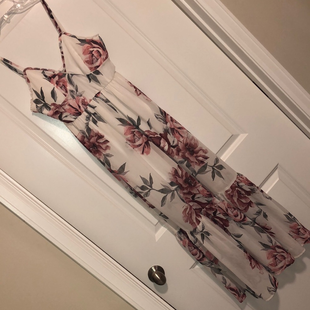 White/Dusty Rose Floral Sundress